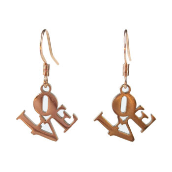 Stainless Steel Angle LOVE Charm Rose Gold Earrings