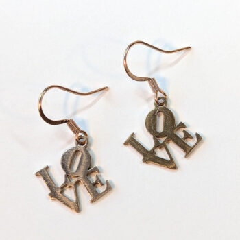 Stainless Steel Angle LOVE Charm Rose Gold Earrings - Image 2