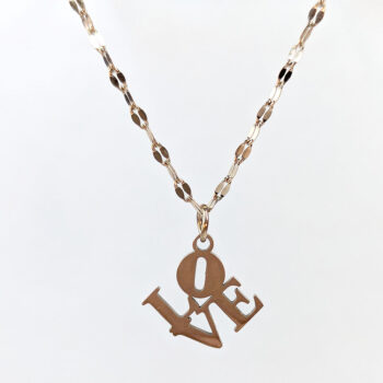 Stainless Steel Angle LOVE Rose Gold Necklace - Image 5