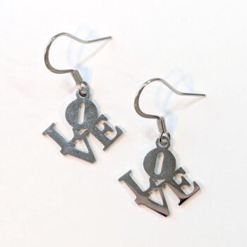 Stainless Steel Angle LOVE Charm Silver Earrings - Image 3