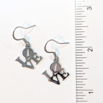 Stainless Steel Angle LOVE Charm Silver Earrings - Image 2