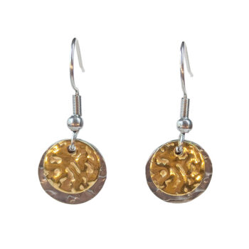 Round Hammered Stainless Steel Silver and Gold Earrings