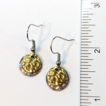 Round Hammered Stainless Steel Silver and Gold Earrings - Image 2