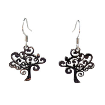 Stainless Steel Modern Tree Charm Silver Earrings