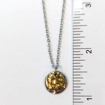 Round Hammered Stainless Steel Silver and Gold Necklace - Image 4