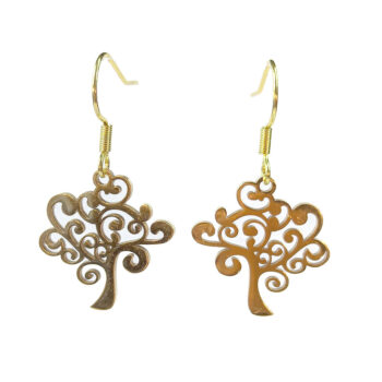 Stainless Steel Modern Tree Charm Gold Earrings