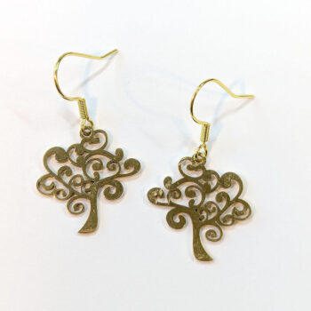 Stainless Steel Modern Tree Charm Gold Earrings - Image 3