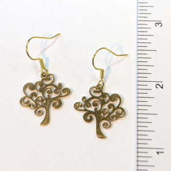 Stainless Steel Modern Tree Charm Gold Earrings - Image 2