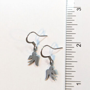 Stainless Steel Delicate Solid Dove Bird Silver Earrings - Image 2