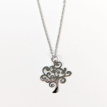 Stainless Steel Modern Tree Silver Necklace - Image 4