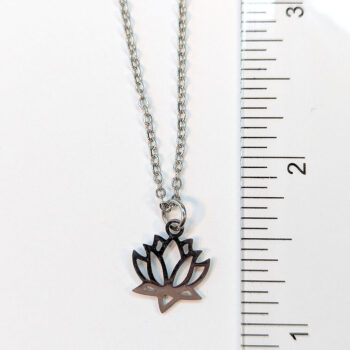 Stainless Steel Hollow Lotus Flower Silver Necklace - Image 3