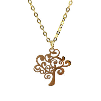 Stainless Steel Modern Tree Gold Necklace