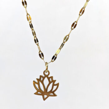 Stainless Steel Hollow Lotus Flower Gold Necklace - Image 5