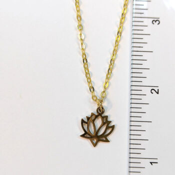 Stainless Steel Hollow Lotus Flower Gold Necklace - Image 3