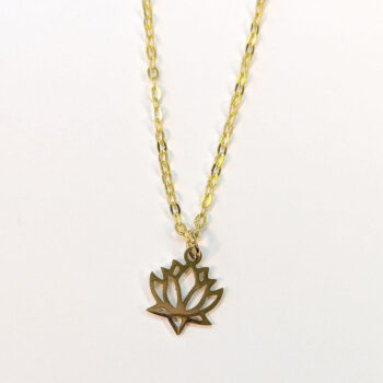 Stainless Steel Hollow Lotus Flower Gold Necklace - Image 2