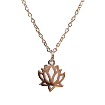 Stainless Steel Hollow Lotus Flower Rose Gold Necklace