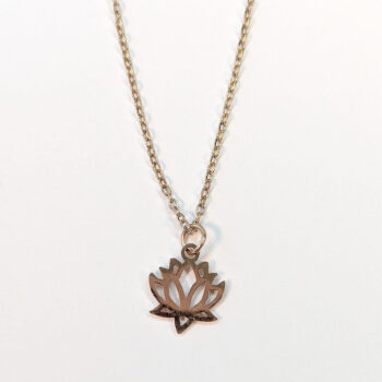 Stainless Steel Hollow Lotus Flower Rose Gold Necklace - Image 4