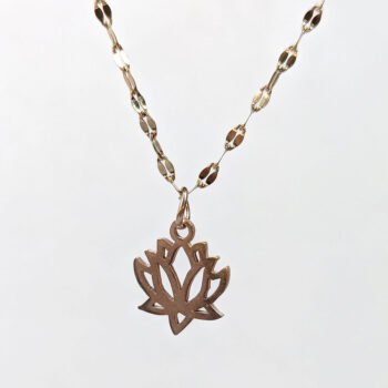 Stainless Steel Hollow Lotus Flower Rose Gold Necklace - Image 2