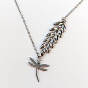 Silver Stainless Steel Branch With Dragonfly Necklace - Image 3