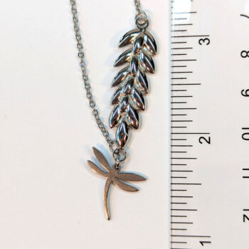 Silver Stainless Steel Branch With Dragonfly Necklace - Image 2