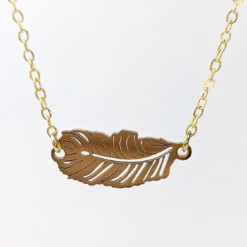 Feather Leaf Connector Gold Stainless Steel Necklace - Image 6