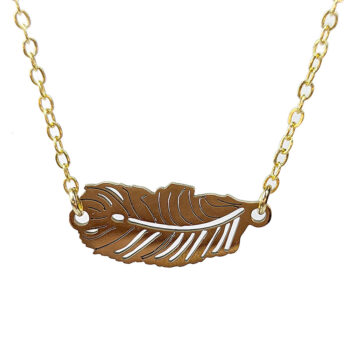 Feather Leaf Connector Gold Stainless Steel Necklace