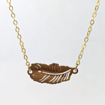 Feather Leaf Connector Gold Stainless Steel Necklace - Image 4