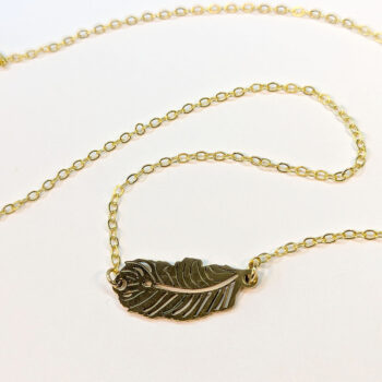 Feather Leaf Connector Gold Stainless Steel Necklace - Image 3