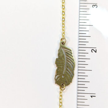 Feather Leaf Connector Gold Stainless Steel Necklace - Image 2