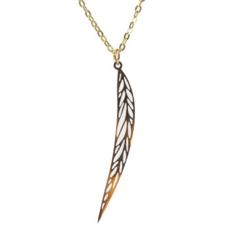 Stainless Steel Narrow Long Leaf Gold Necklace