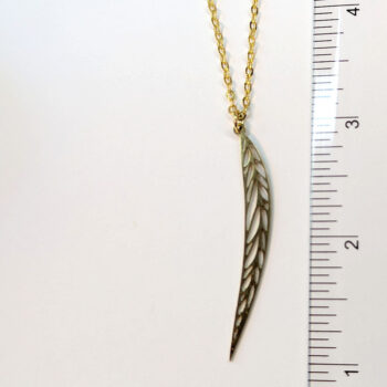 Stainless Steel Narrow Long Leaf Gold Necklace - Image 3