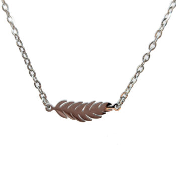 Stainless Steel Leaf Connector Silver Necklace