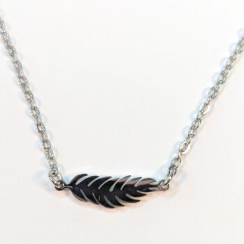 Stainless Steel Leaf Connector Silver Necklace - Image 2