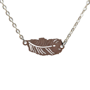 Silver Leaf Feather Connector Stainless Steel Necklace