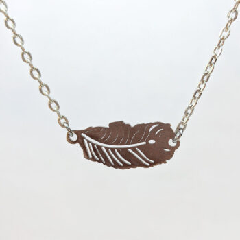 Silver Leaf Feather Connector Stainless Steel Necklace - Image 5