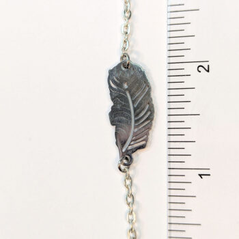 Silver Leaf Feather Connector Stainless Steel Necklace - Image 2