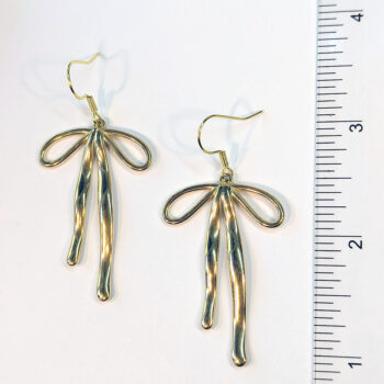 Stainless Steel Large Double-Sided Bow Gold Earrings - Image 5