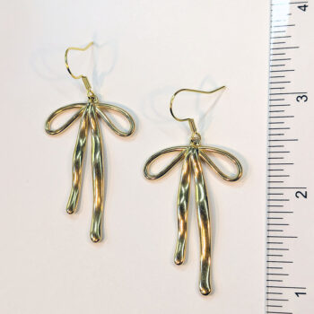 Stainless Steel Large Double-Sided Bow Gold Earrings - Image 3