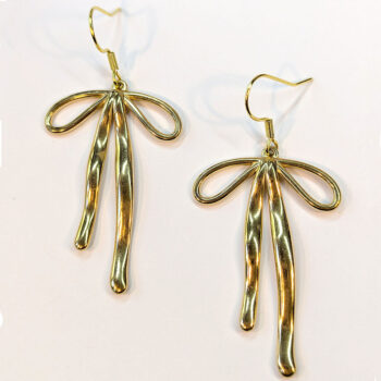 Stainless Steel Large Double-Sided Bow Gold Earrings - Image 2