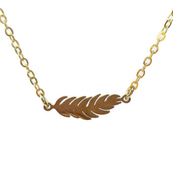 Stainless Steel Leaf Connector Gold Necklace