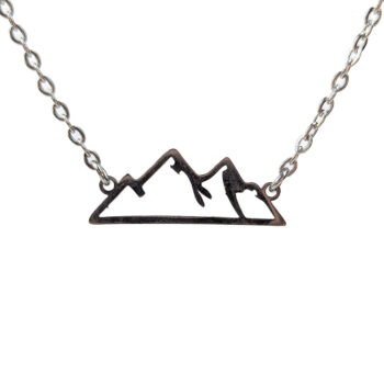 Stainless Steel Mountains Connector Silver Necklace