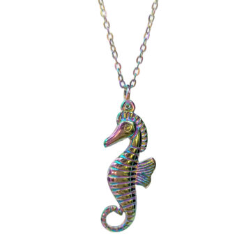 Stainless Steel Rainbow Seahorse Pendant Necklace