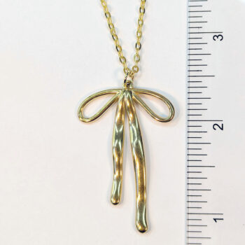 Stainless Steel Large Double-Sided Bow Gold Necklace - Image 3