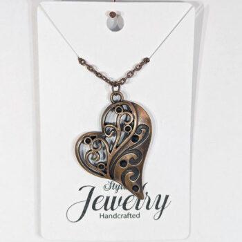 Decorative Hollow Heart Antique Copper Necklace - Image 5