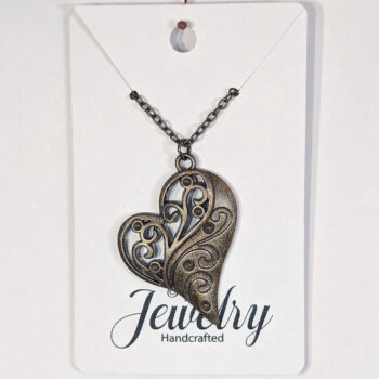 Antique Bronze Cutout Heart Vintage Style Necklace - Image 3