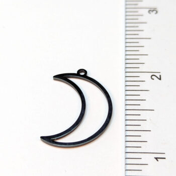 Stainless Steel Hollow Moon Charm Black - Image 2