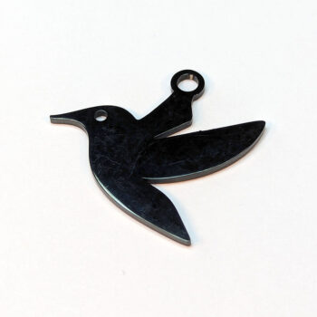 Stainless Steel Dove Bird Charm Black