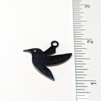 Stainless Steel Dove Bird Charm Black - Image 2