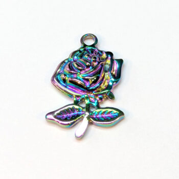 Stainless Steel Rose Flower Pendant Rainbow