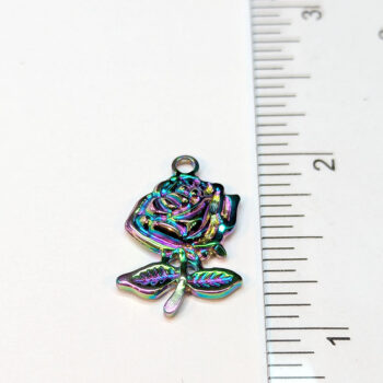 Stainless Steel Rose Flower Pendant Rainbow - Image 2